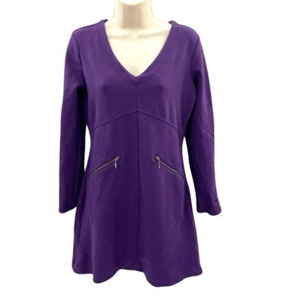 Athleta Dress Womens Small Purple Cotton Modal Nylon Blend Zip Cuffs Pockets